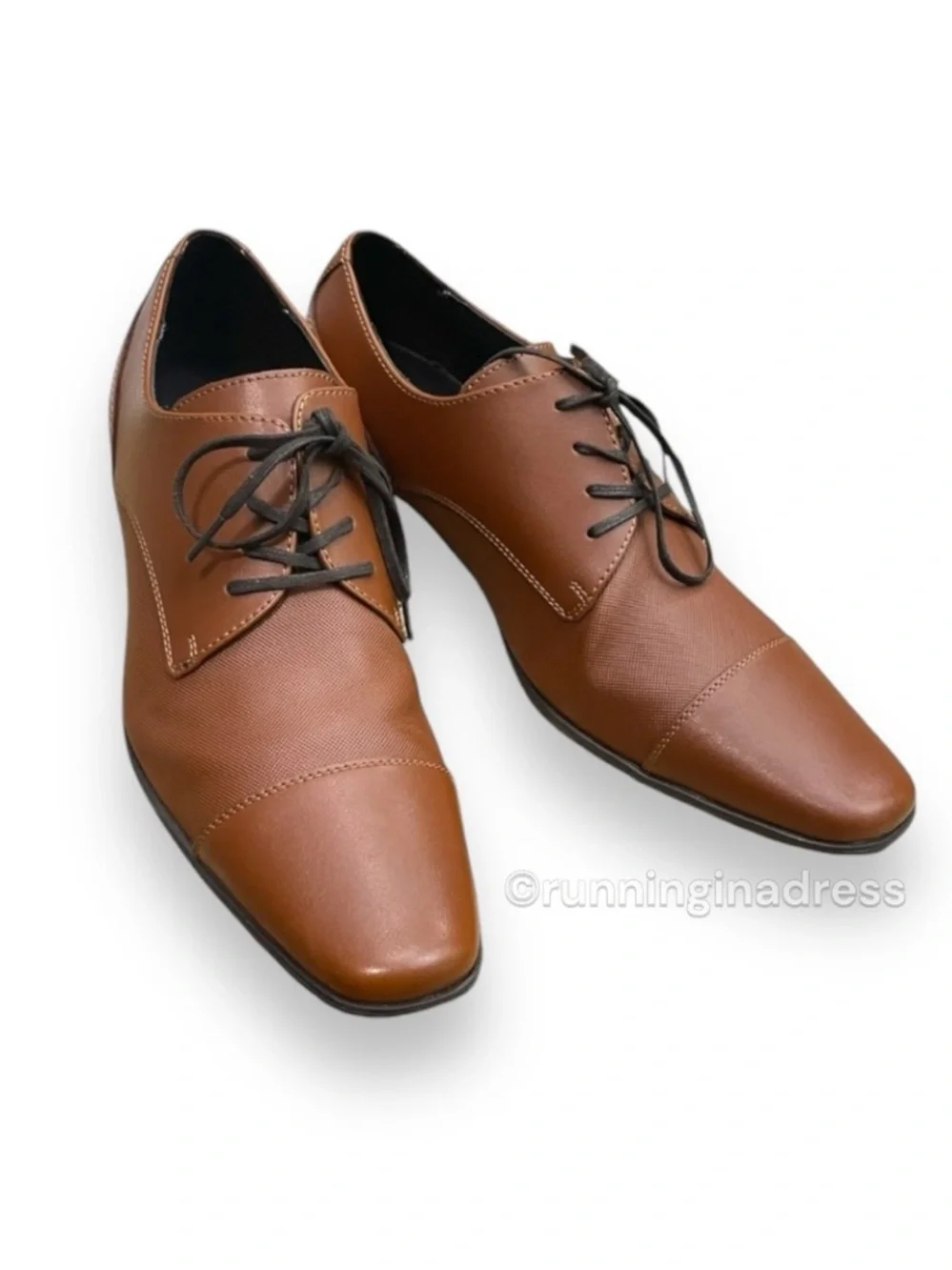 NWOT Calvin Klein Bram Cognac Leather Cap Toe Oxford Dress Shoes Men's Size 12